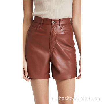 Nieuwe aankomsten Solid Leather Dames vintage shorts